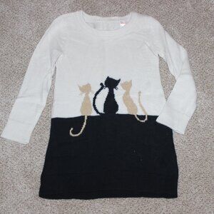 Girls Gymboree City Kitty Black Cream Gold Knit Sweater Dress Cats Kittens sz 4